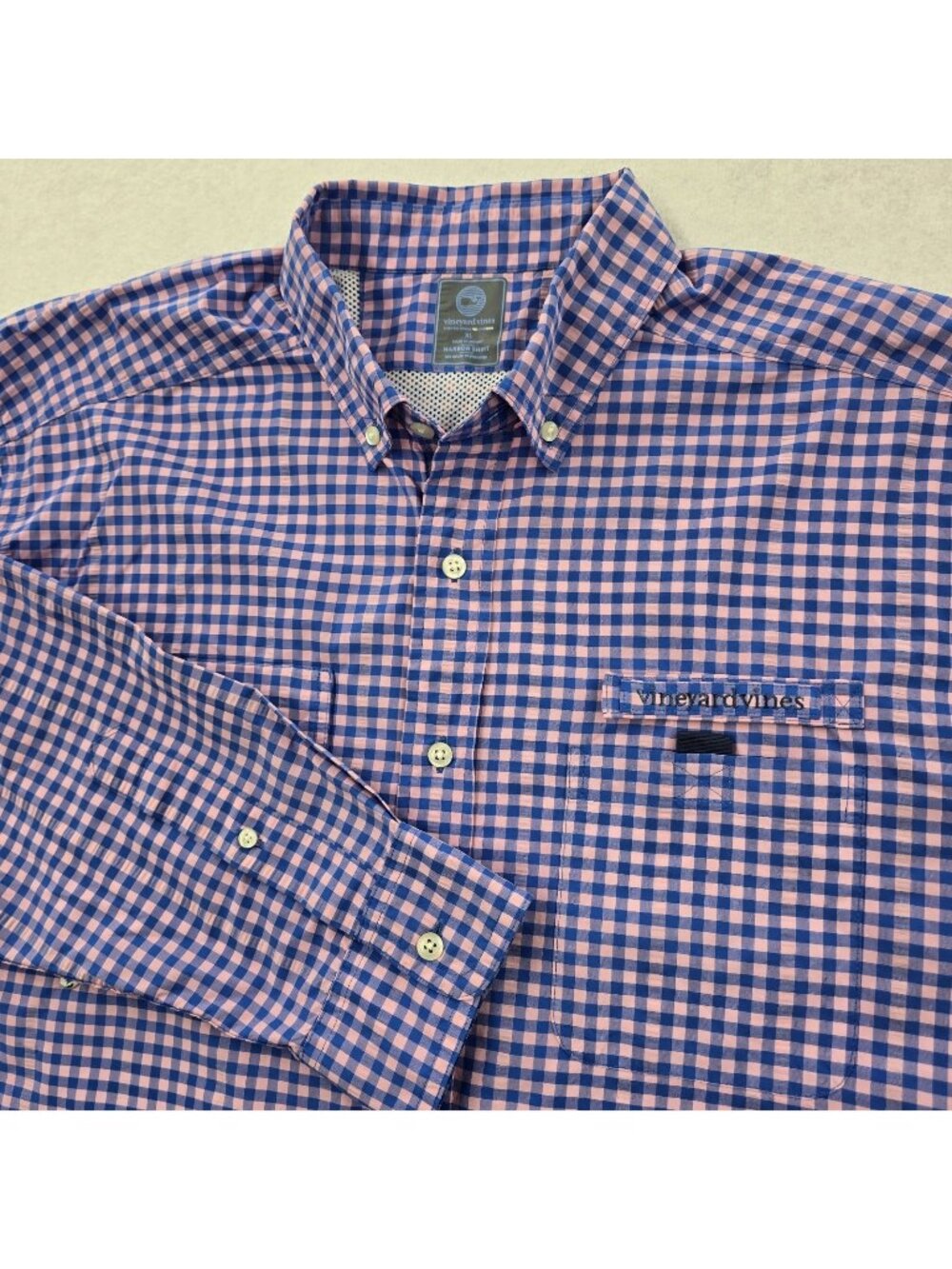 Vineyard Vines Harbor Shirt Sz XL Button Up Vented Performance Preppy Gingham